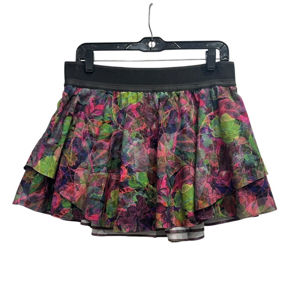 lululemon athletica Black Waistband Multi-Color Floral Mini Skirt